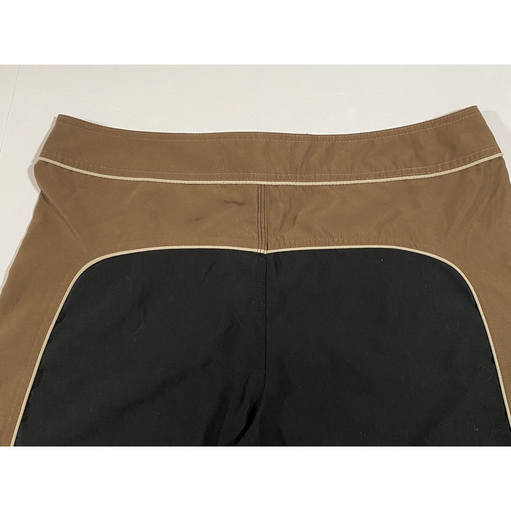 Wonderwall Mens Board Shorts Brown Black Colorblock Swim Trunks Size 34 - Picture 9 of 12